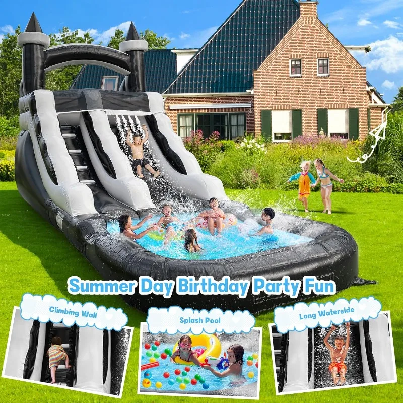 Water Slide 21'x9'x12' Inflatable with Pool for Kids and Adults, Wet Dry Use, Summer Splash Fun