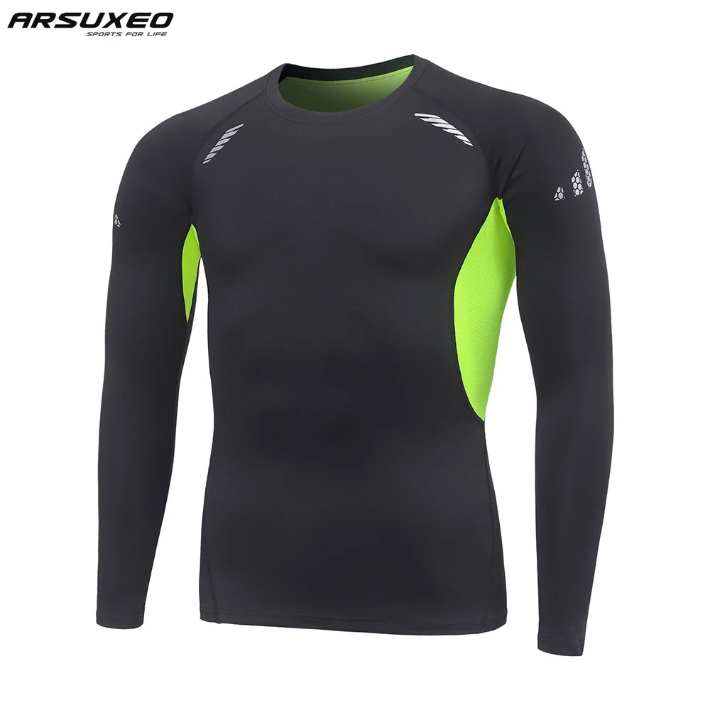 

ARSUXEO Men's Sports Compression T-Shirt Long Sleeve Outdoor Running Shirts Cycg Base Layers Gym Training Fiess Sportswear