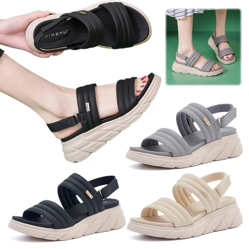 

Women Wedge Sandals Open Toe Sandals Comfortable Slip On Sandals Anti Slip Walking Sandals Adjustable for Summer Beach