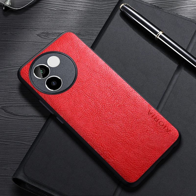 حافظة جلدية فاخرة لفيفو v30e ، تصميم بسيط ، أسلوب عمل