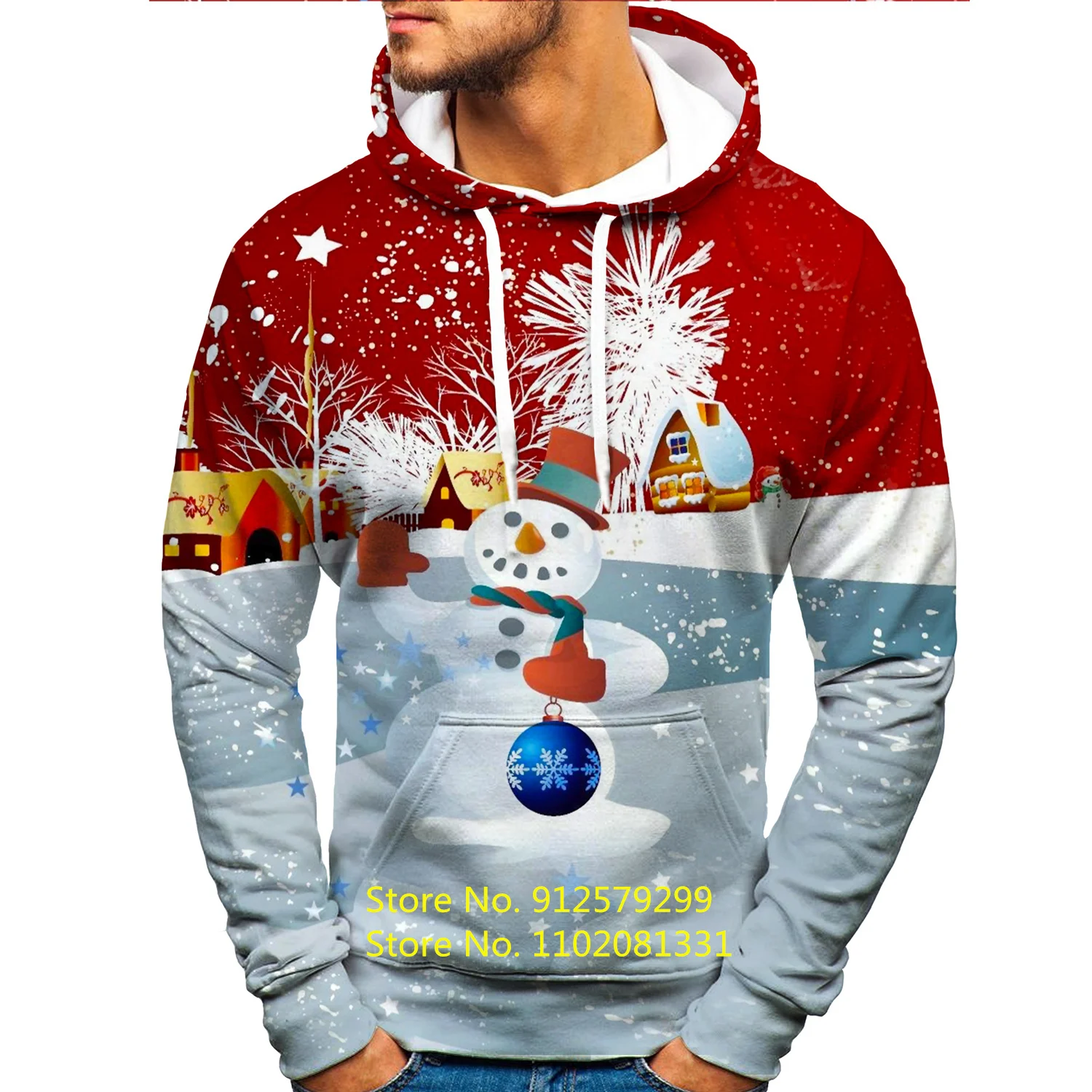 

Fashion Christmas Snowman 3D Print Hoodie Santa Claus Men's Casual Funny Long Sleeve Hoodies Sport Pullover