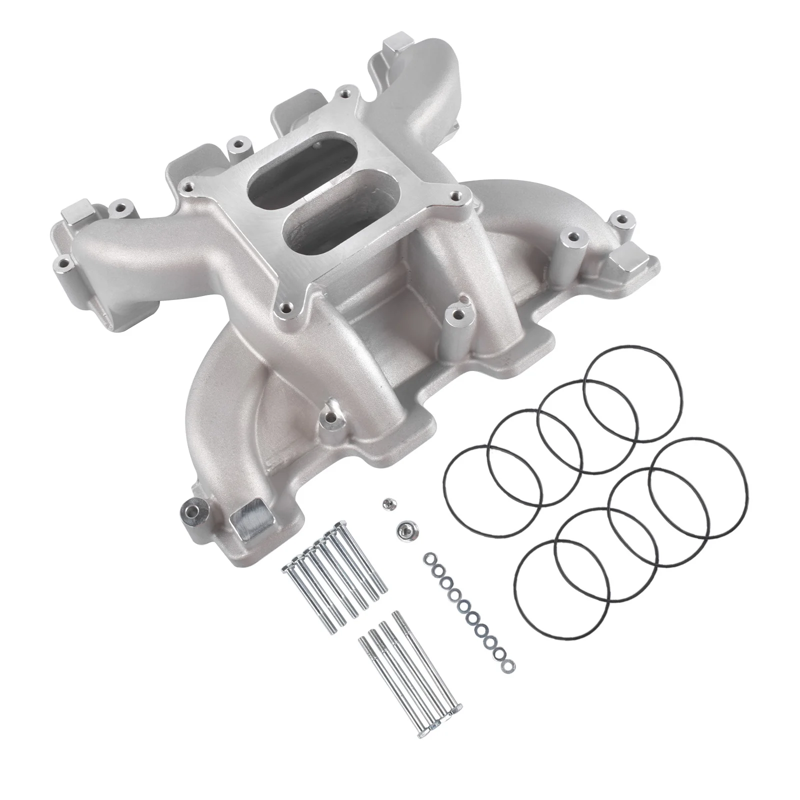 Dual Plane Carbureted Intake Manifold ā Satin Finish for GM LS1 / LS2 / LS6 5.7Lā6.0L LS Engines 4