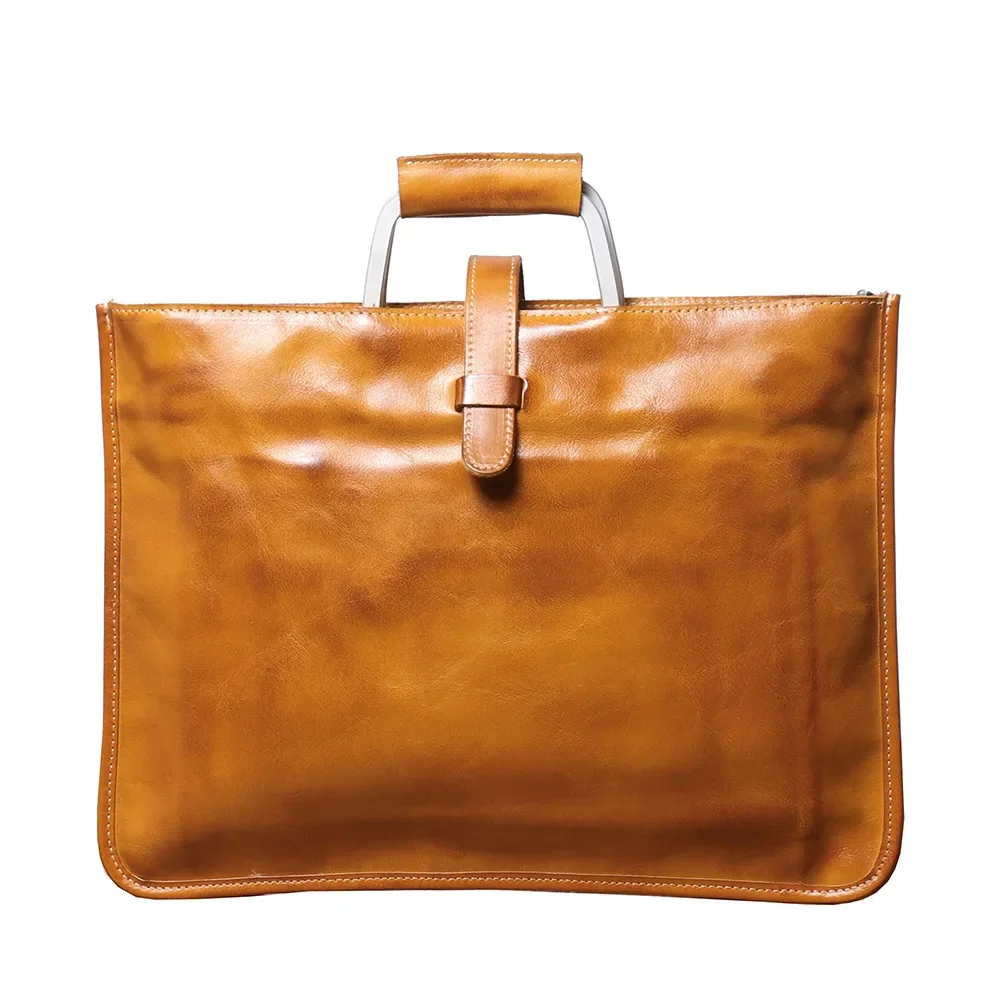 Slim Head Layer Cowhide Business Bag Vintage Men's Briefcase Shoulder Bag