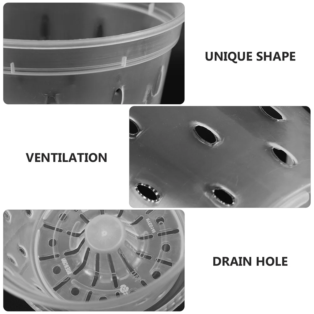 

2Sets Plastic Orchid Planting Pots Clear Breathable Nursery Flower Pots with Drain Holes for Healthy Growth Flower