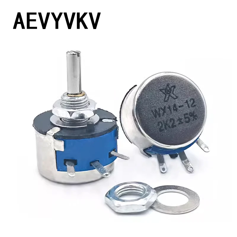 WX14-12 3W Single Coil Wound Potentiometer Without Locking 100 220 330 470 560 Ohm 1K 2K2 4K7 10K Lap Wirewound Potentiometers