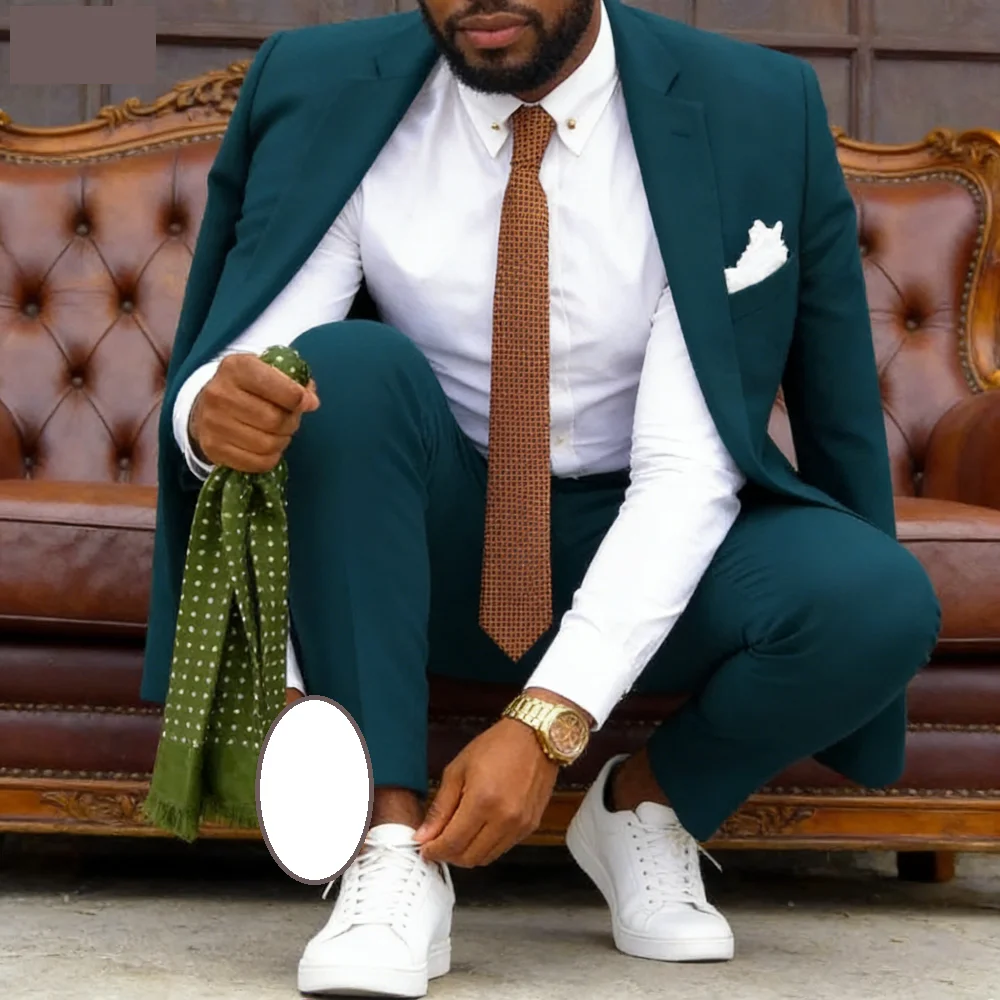 

Masculino fino ajuste entalhado lapela 2 peças blazer e calças terno para casamento noivo smoking masculino ternos de festa novo