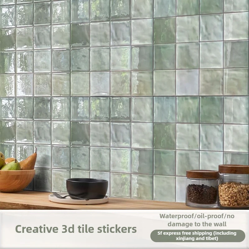 

30 см x 30 см 5 шт. маслостойкая пленка самоклеящаяся 3D плитка водонепроницаемая для плиты столешница ванная комната кухня Renovators