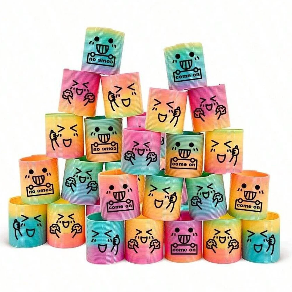 12/24 pièces Jouets ressorts magiques arc-en-ciel ronds, spirales dégradées pour les doigts, jouets 