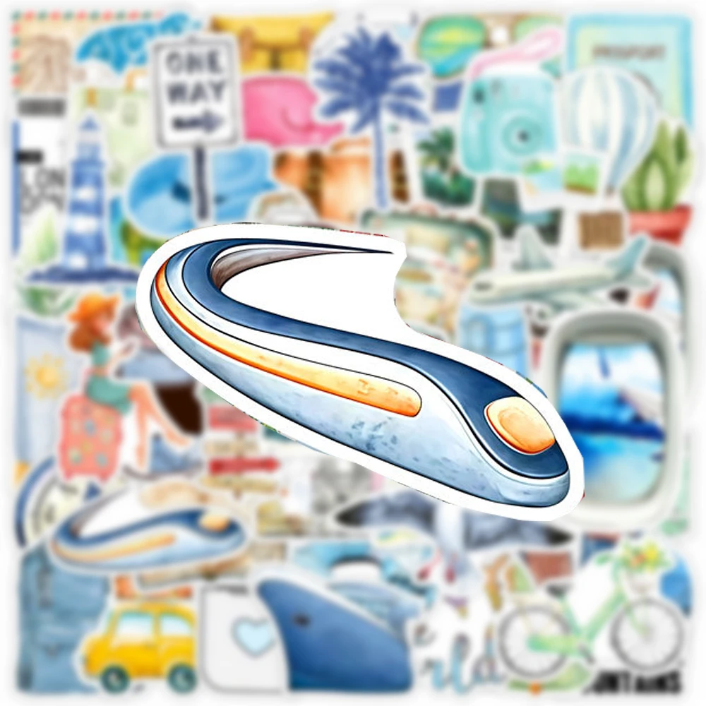 10/30/50 قطعة ألوان مائية عتيقة للسفر في الهواء الطلق ملصقات الحياة الجمالية الكتابة على الجدران حقيبة دراجة نارية الغيتار كول بولي كلوريد الفينيل ملصق ديكور