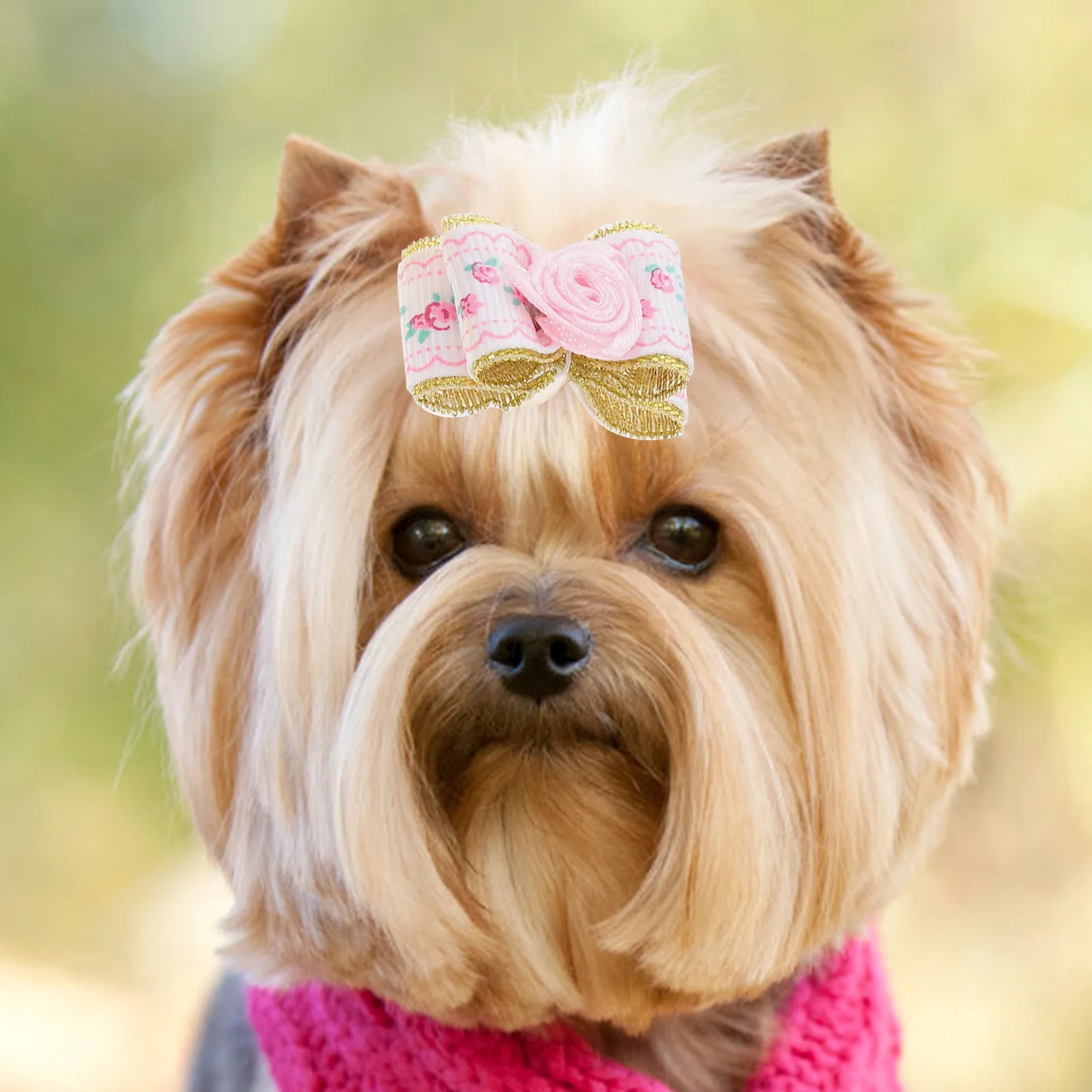 

10pcs Bowknot Pets Dog Decor Elastic Pet Holder Puppy Headwear Accessory Random Pet Hair Holder Hair Rope Color