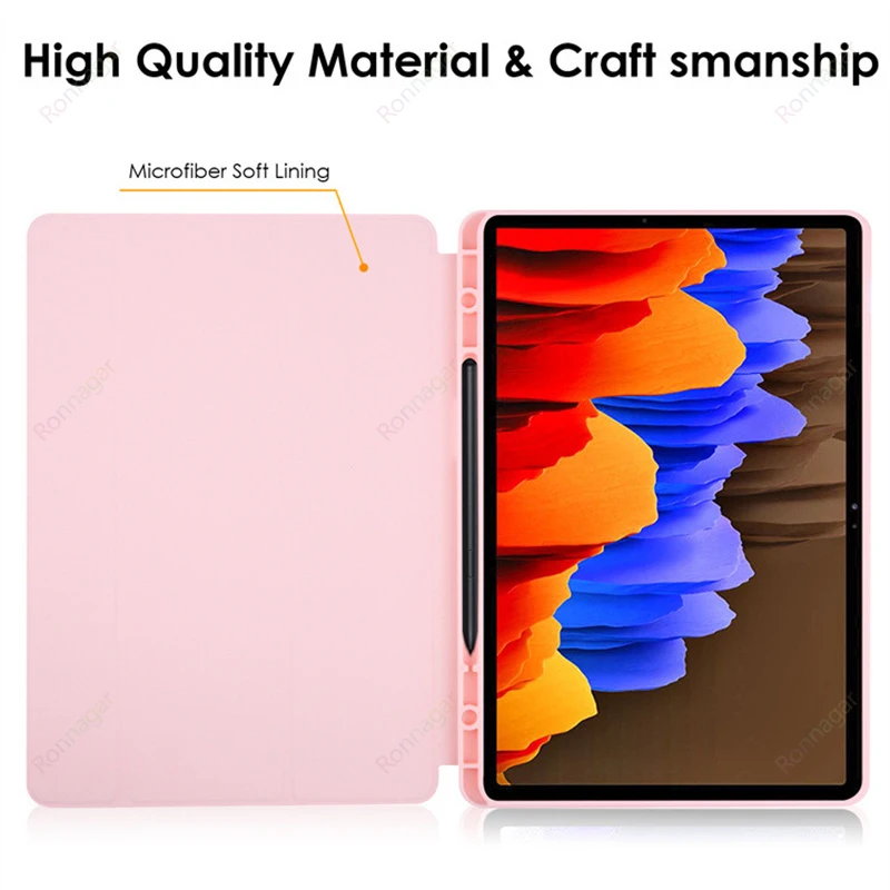 Dengan tempat pensil Case untuk Samsung Galaxy Tab S8/Tab S7 11 inci SM-X700/X706/T870/T875/T878 penutup ramping Folio Berdiri Tablet Cover