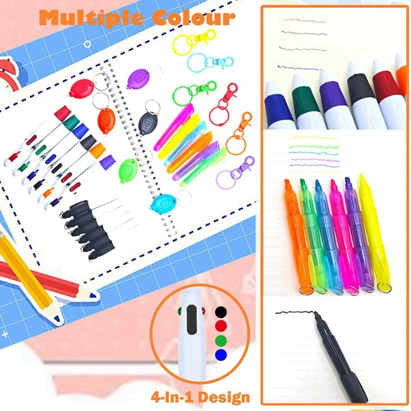 Nurse Pen Set, Badge Reel Pen Include Highlighter Permanent Marker Pen Led Keychain Flashlight Ball Pen Et 6 Sets