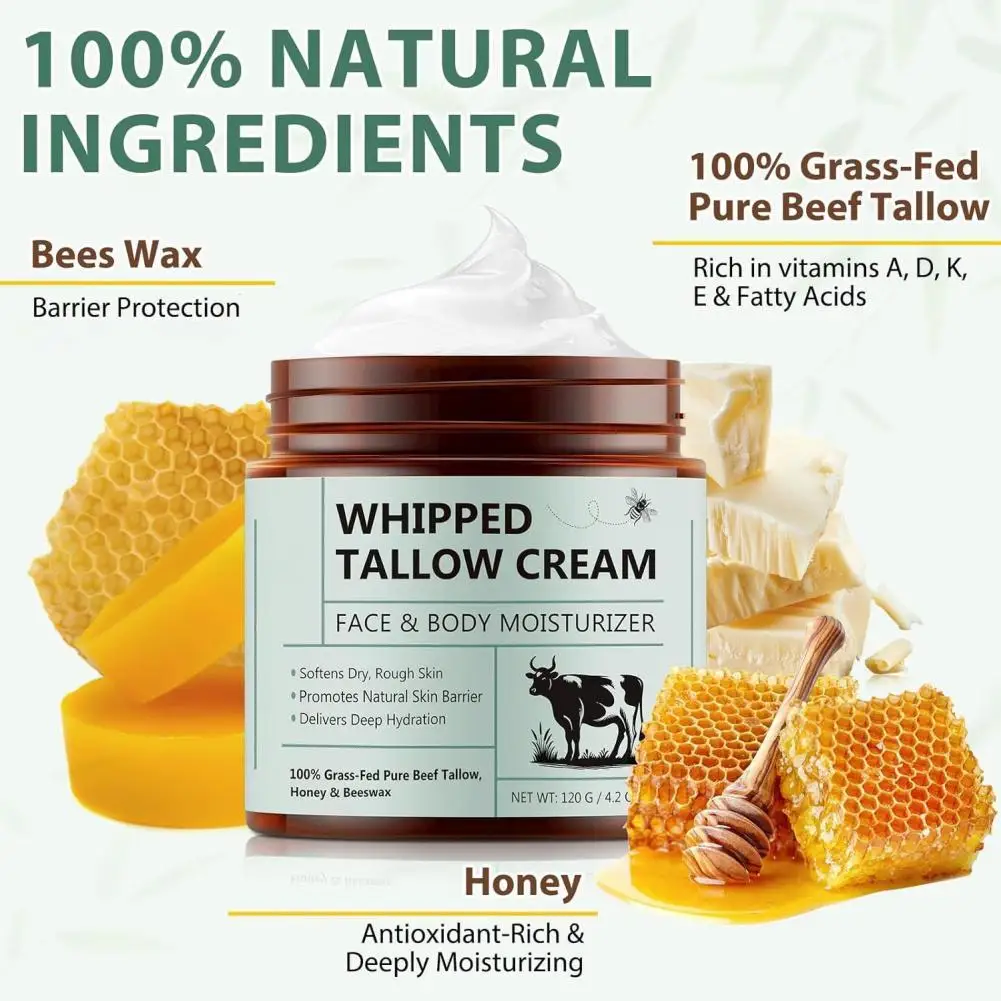 

Beef Tallow Honey Moisturizer Cream Hydrating Brightening Rejuvenation Women Cosmetics Pore Shrinking Nourishing Redness Repair