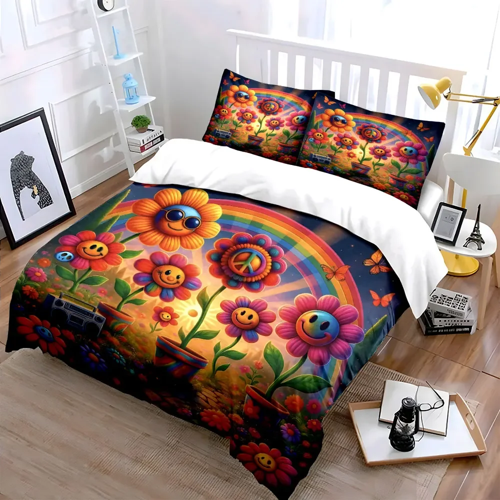Colorful Flower Decor Set Multiple sizes kid's and adults' bedroom Exquisite 3PC bedding set, gift