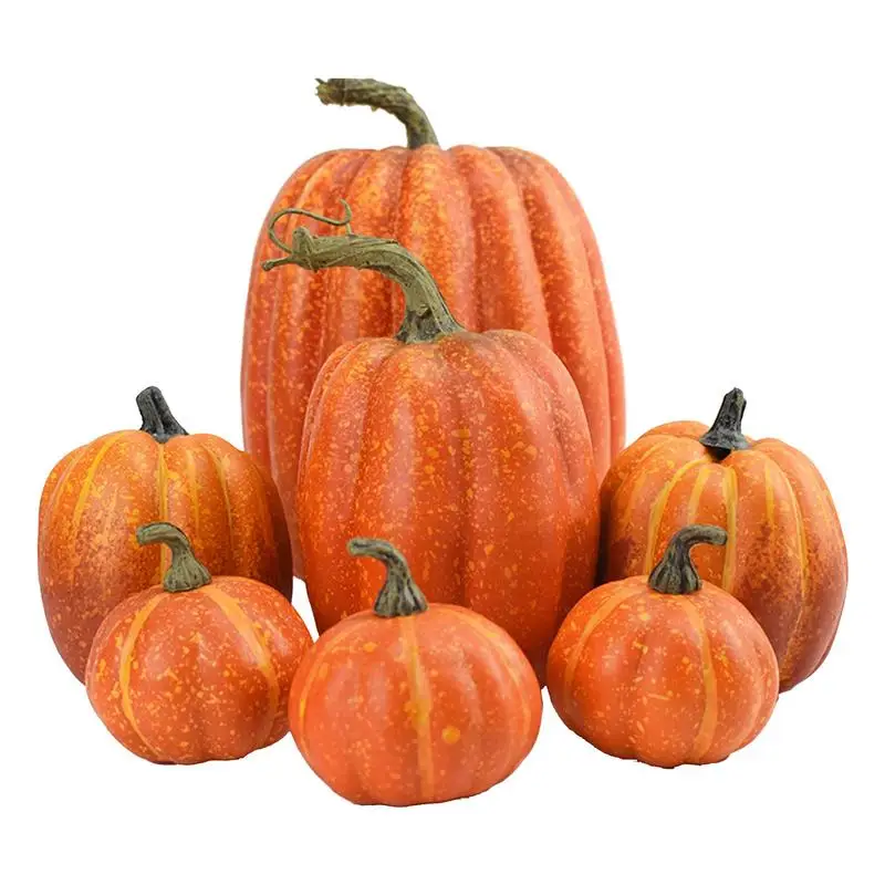 Artificial Pumpkins For Home Fall Autumn Harvest Decorations 7pcs Foam Faux Pumpkins Assorted Sizes Realistic Pumpkins