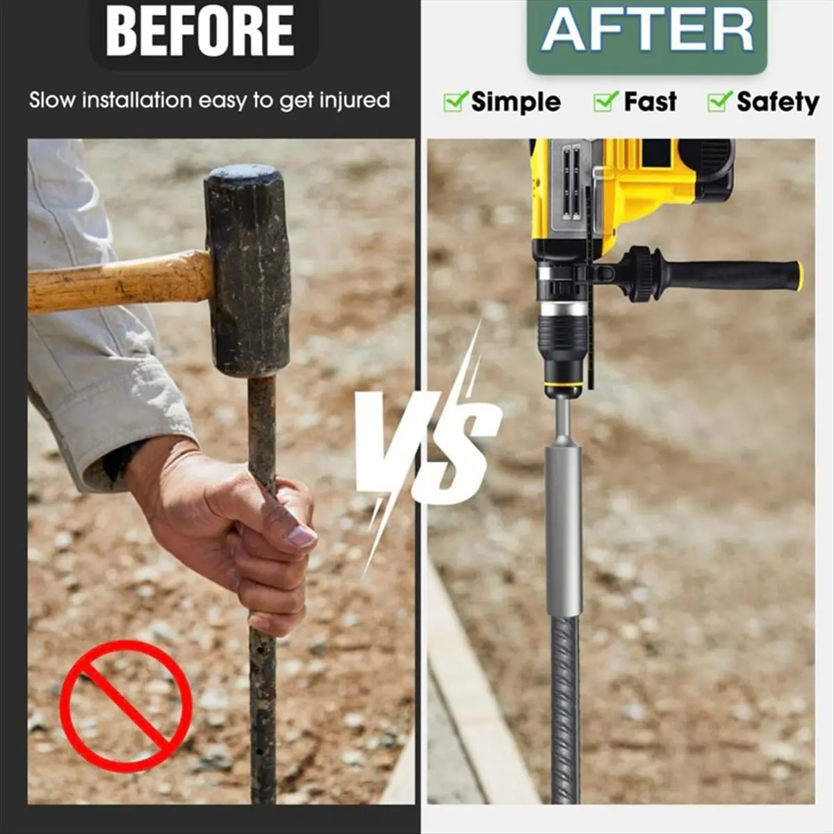 【Clearance Sale】SDS-Plus Ground Rod Driver for 5/8Inch & 3/4Inch Rods - and Professional,SDS Plus Hammer Drills