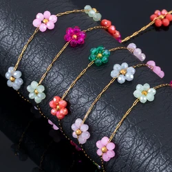 1Meter Stainless Steel Mix Color Plastic Flower Satellite Beaded Chains for Jewelry Making DIY Necklace Bracelet Accessories