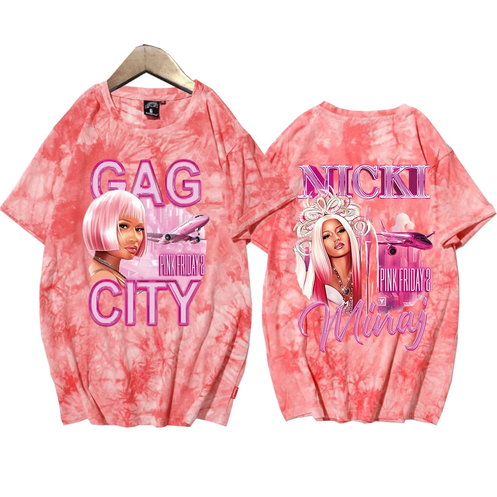 Nicki Minaj różowa Friday 2 koszule Tie Dye T Shirt letnie kobiety z okrągłym dekoltem T Shirt prezent dla fanów