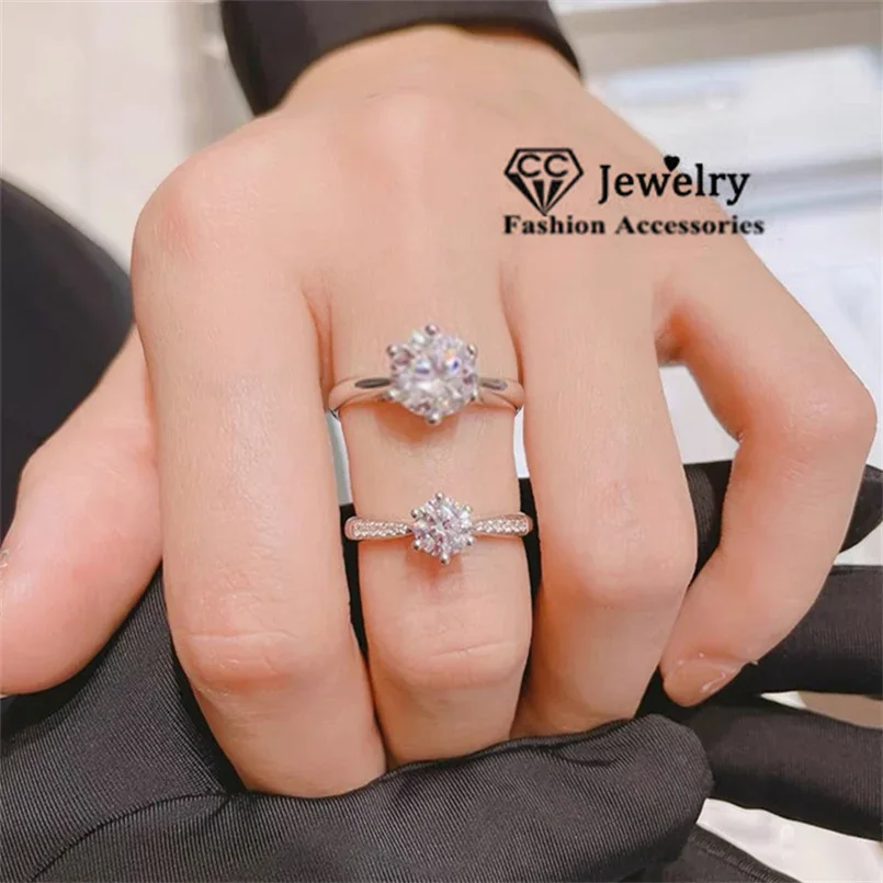 CC Wedding Rings For Women Carat Diamant White Cubic Zircon Engagement Simple Bridal Bijoux Femme Fine Accessories CC1455