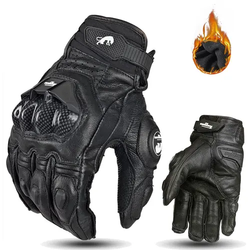 Guantes de cuero para motocicleta, guantes impermeables para equipo de carreras de carretera, de cuero genuino, color blanco y negro, para verano e invierno