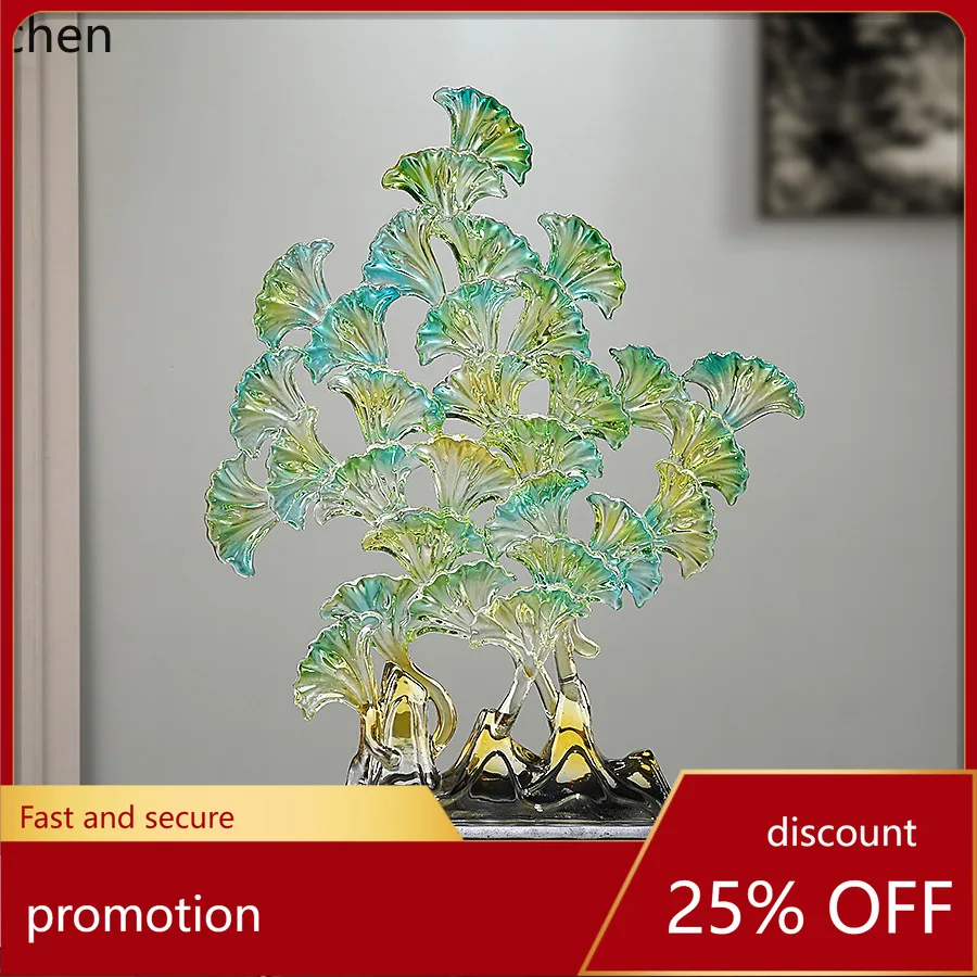 

HXL Ginkgo Tree Entryway Decoration Living Room TV Wine Cabinet Ornament
