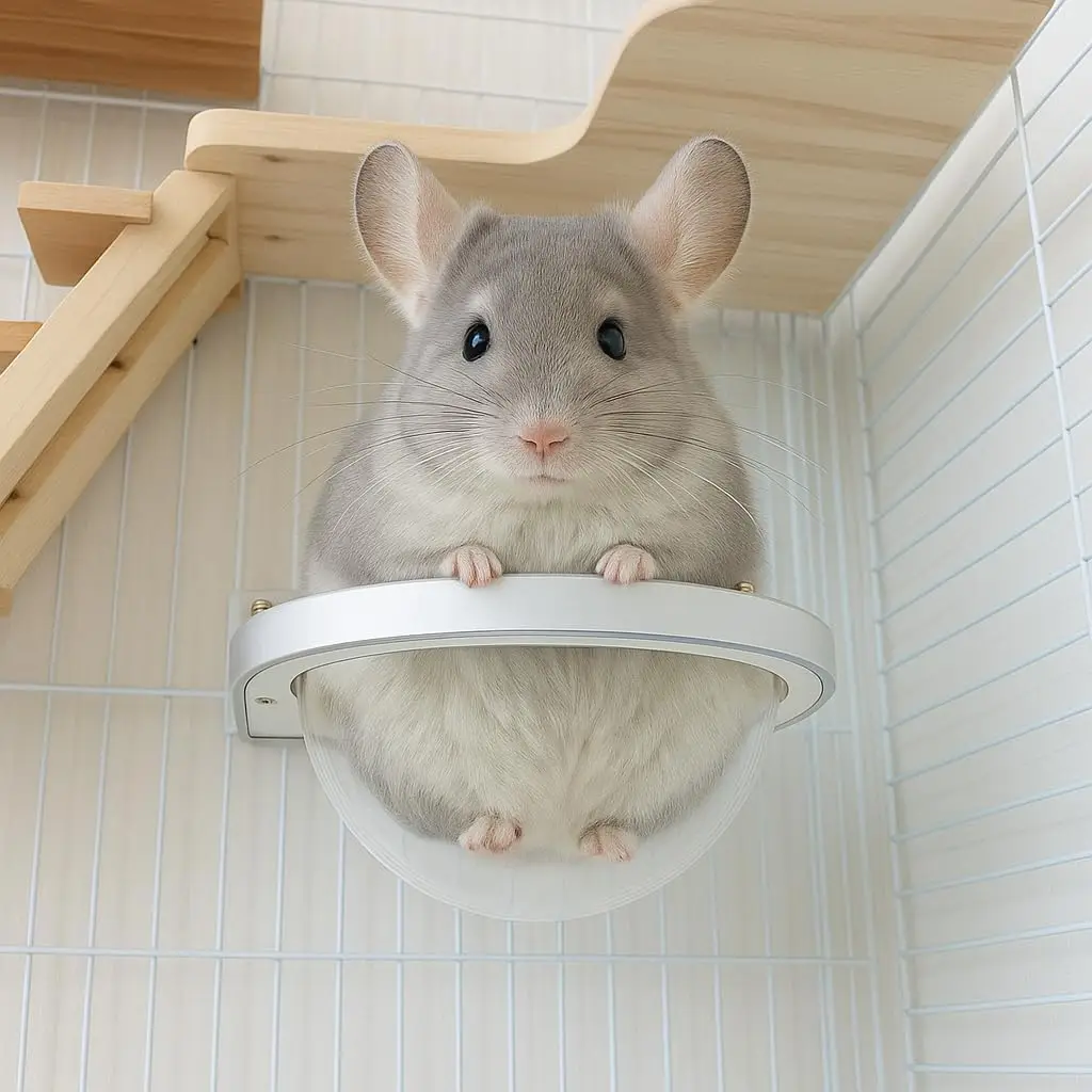 

Прозрачный акриловый гамак с деревянной платформой для шиншил, фенов, морских свинок, кроликов - 1 шт.