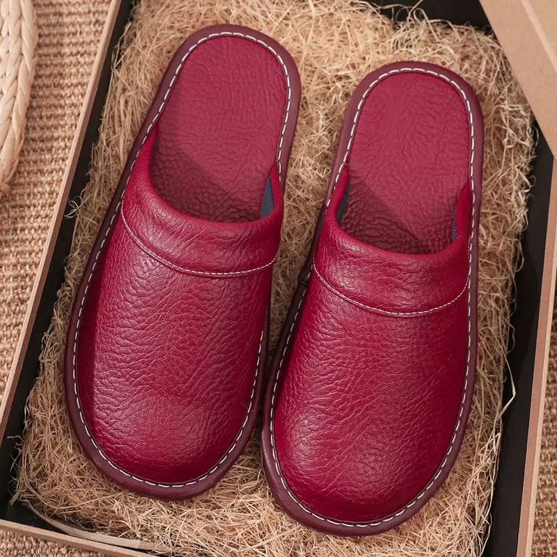 Pantoufles concises en Faux cuir pour hommes, chaussures chaudes, diapositives en fourrure d'intérieur, Mules pour invités à la maison, grande taille 47 48, chaussure en peluche pour mari