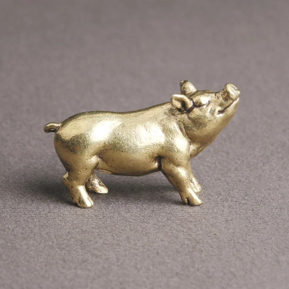

Brass Piggy Zodiac Decorations Figurine Desktop Ornaments Miniature China Pigs Statue Animal