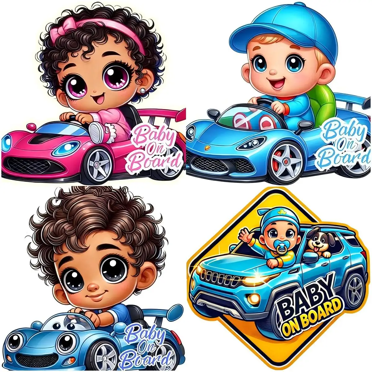

Baby On Board Sticker Cute Sports Car Design Child Safety Cute Durable Cartoon Warning for Vehicle Protection