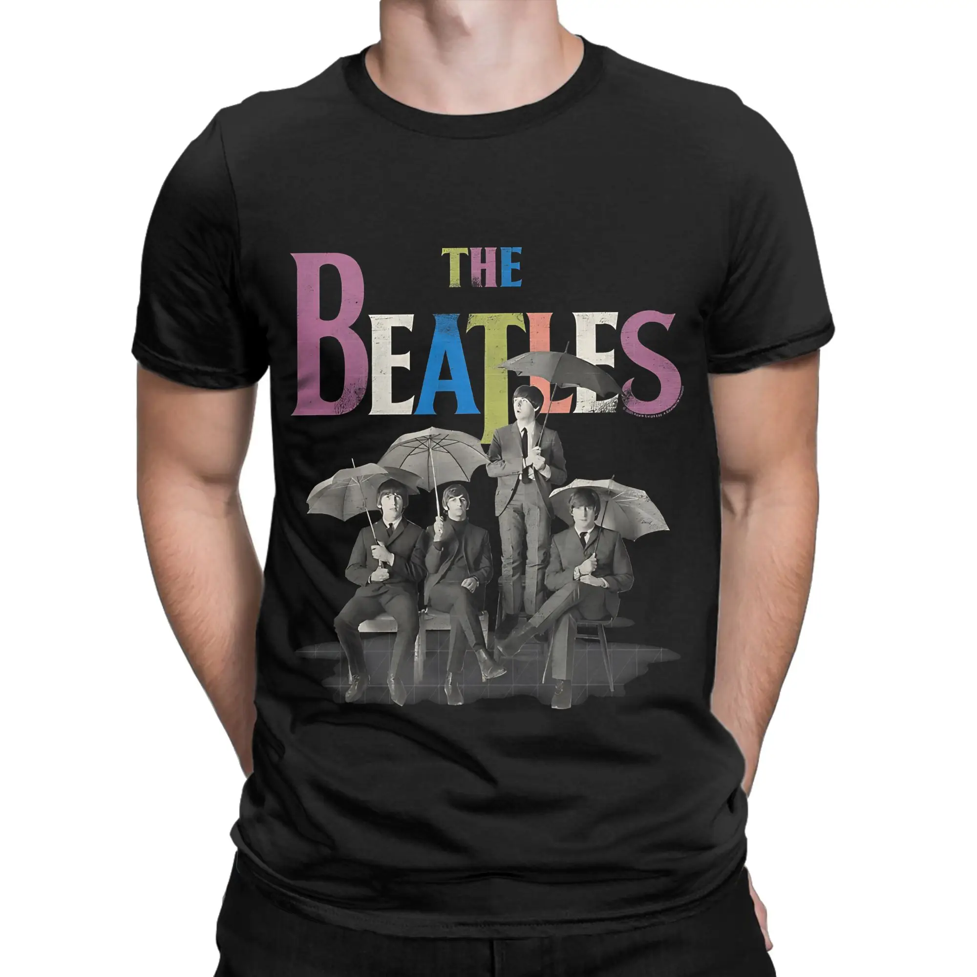 The bBeatles In The Rain Vintage Band Graphic Design Graphic 100% Cotton T-Shirt The bBeatles Tops Tees For Men