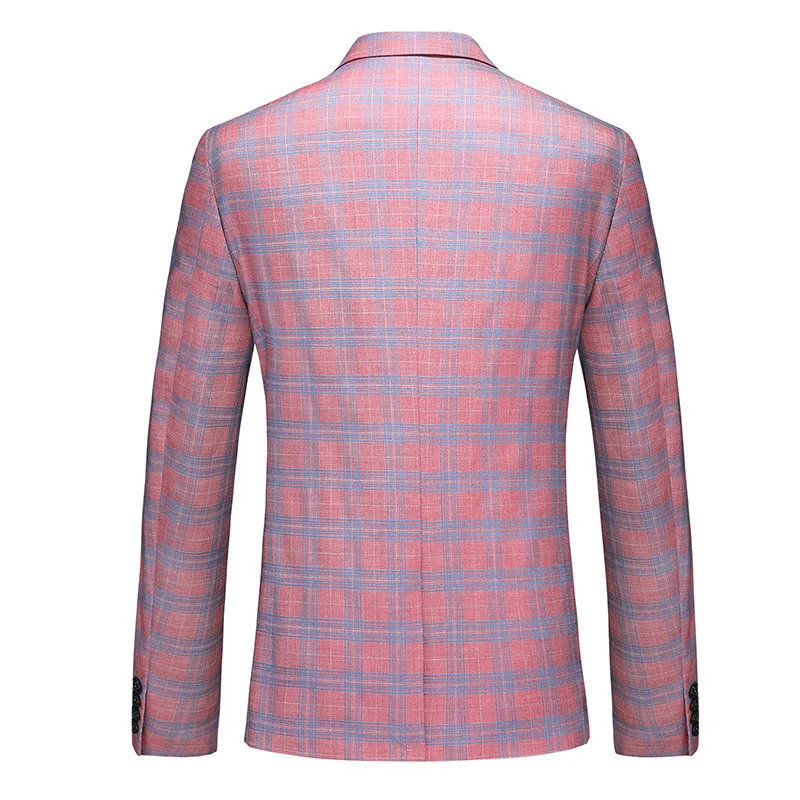 Europe, America, Spring and Autumn New Men's Fashion Suit Three-piece Korean Version of Slim-Cultivating High Sense Plaid Suit