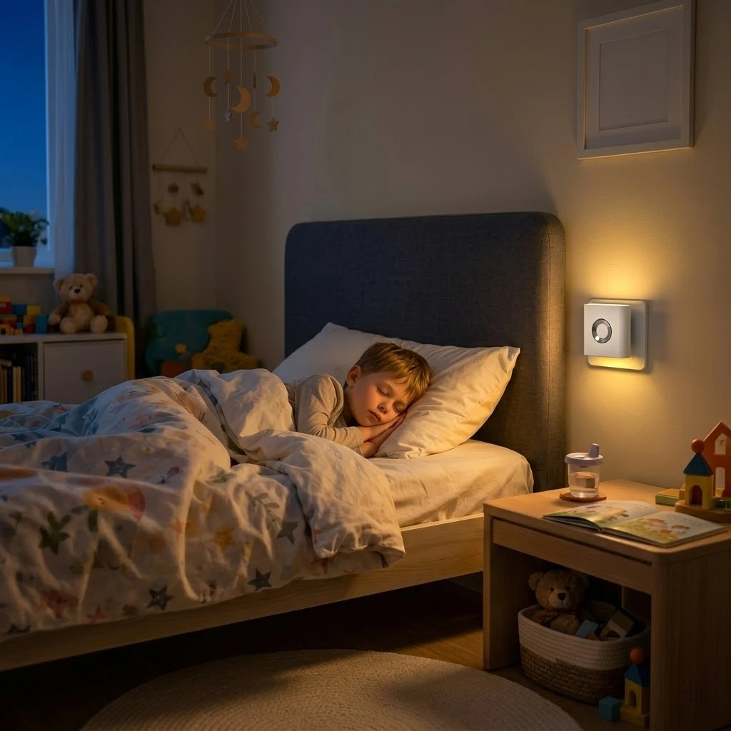 Human Motion Sensor Night Light, Auto On/Off Bedside Cabinet Lamp, Up & Down Glow Ambient Light, Eye-Care LED Bedroom Night Lamp