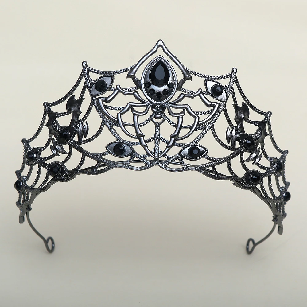 

1pc Fashion Royal Gothic Spiderweb Crown Intricate Alloy Headpiece King Queen Halloween for Cosplay Vampire Steampunk Parties