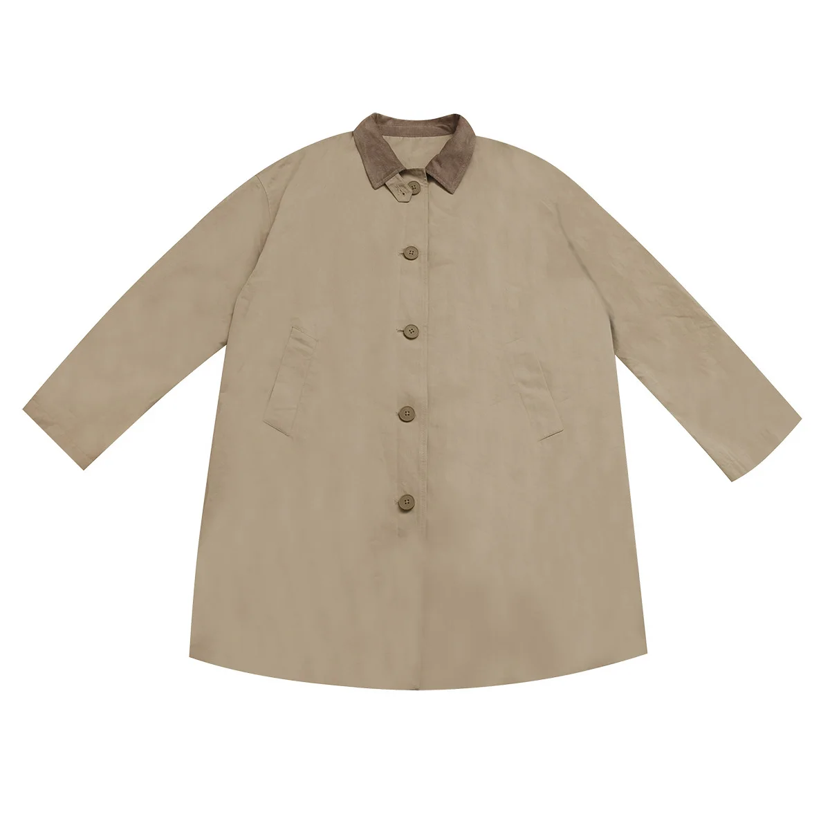 Medium Long Commute Trench Coat Men Splice Collar Loose Casual Vintage Hunting Trench Jacket Women Oversize Trenchcoat