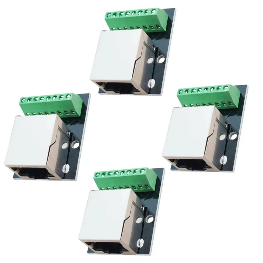 4-Pack For RJ45 Single Female Ethernet Connector PCB for For network Device Expansion and Screw-Terminal Connection Setup