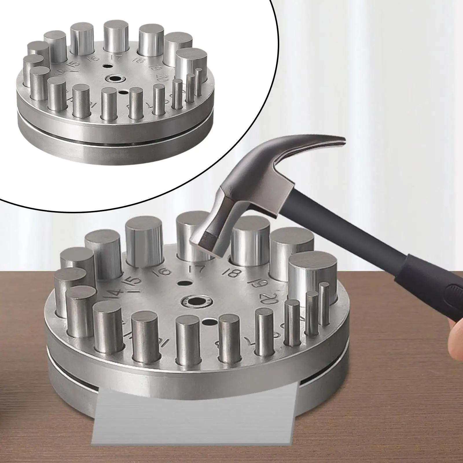 Round Disc Cutter Set Manual Round Punch Heavy Duty Coin Punch Tool Metal Forming Punch Die for Sheets Brass Gaskets Jewelers