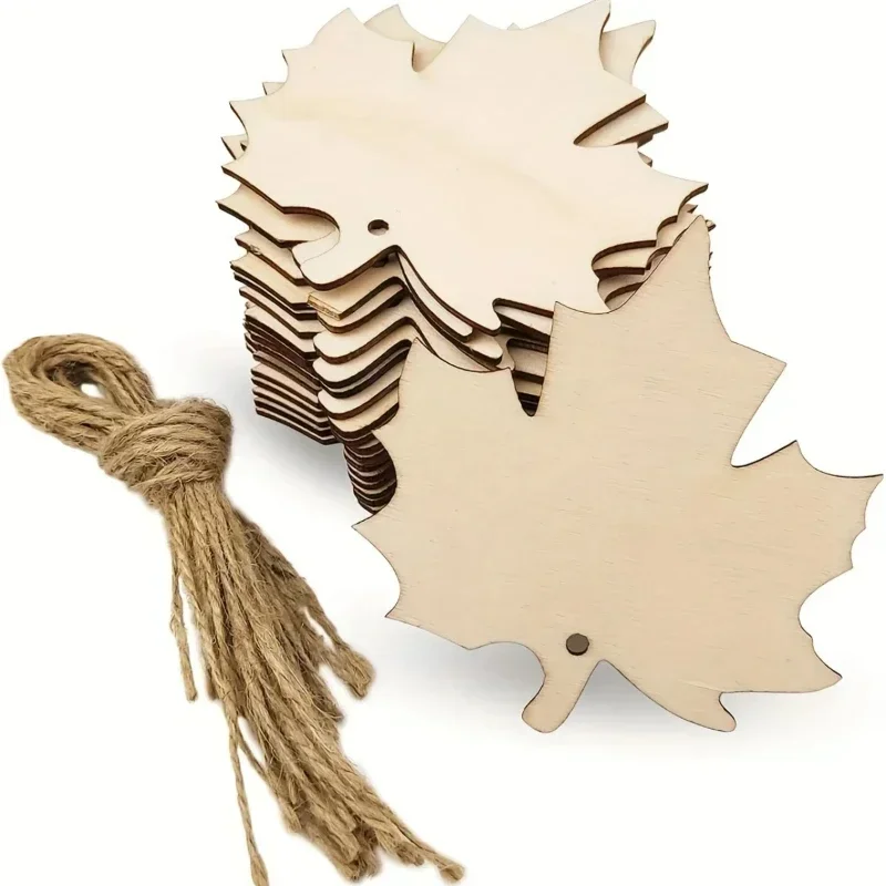 

2026-50Pcs 2026 Latest Models Unfinished Wooden Maple Leaf Cutouts DIY Craft Thanksgiving Home Party Hanging Ornaments Gift