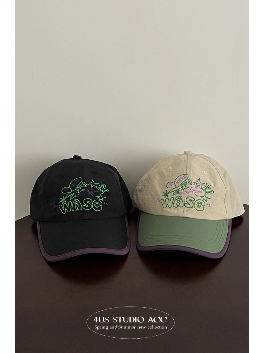 

Contrast Color Embroidery Quick-Dry Baseball Cap Female Korean Street Fashion Brand Outdoor Sunshade Baseball Cap