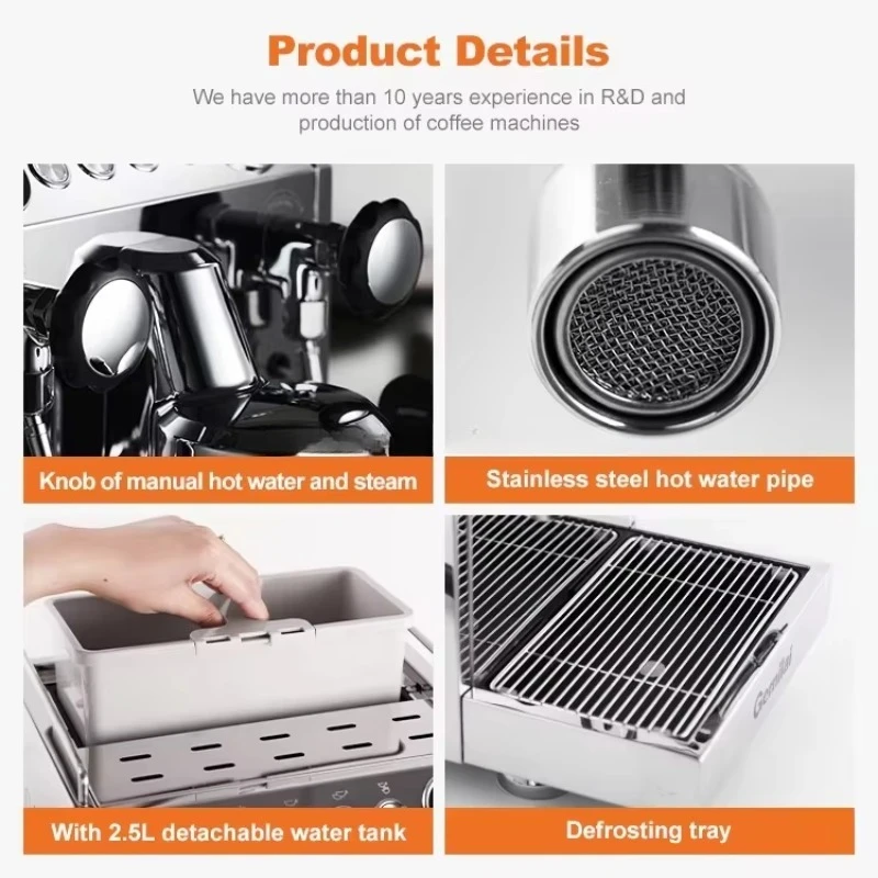 Household Coffee Machine with Grinding Function Semi-automatic Electric Espresso Machine for Latte & Cappuccino