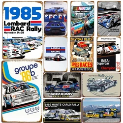 Racing Car 1985 Race Rally Metal Tin Sign Plaque Poster for Bar Club Wall Retro Home Vintage Wall Plate 12x8 Inch
