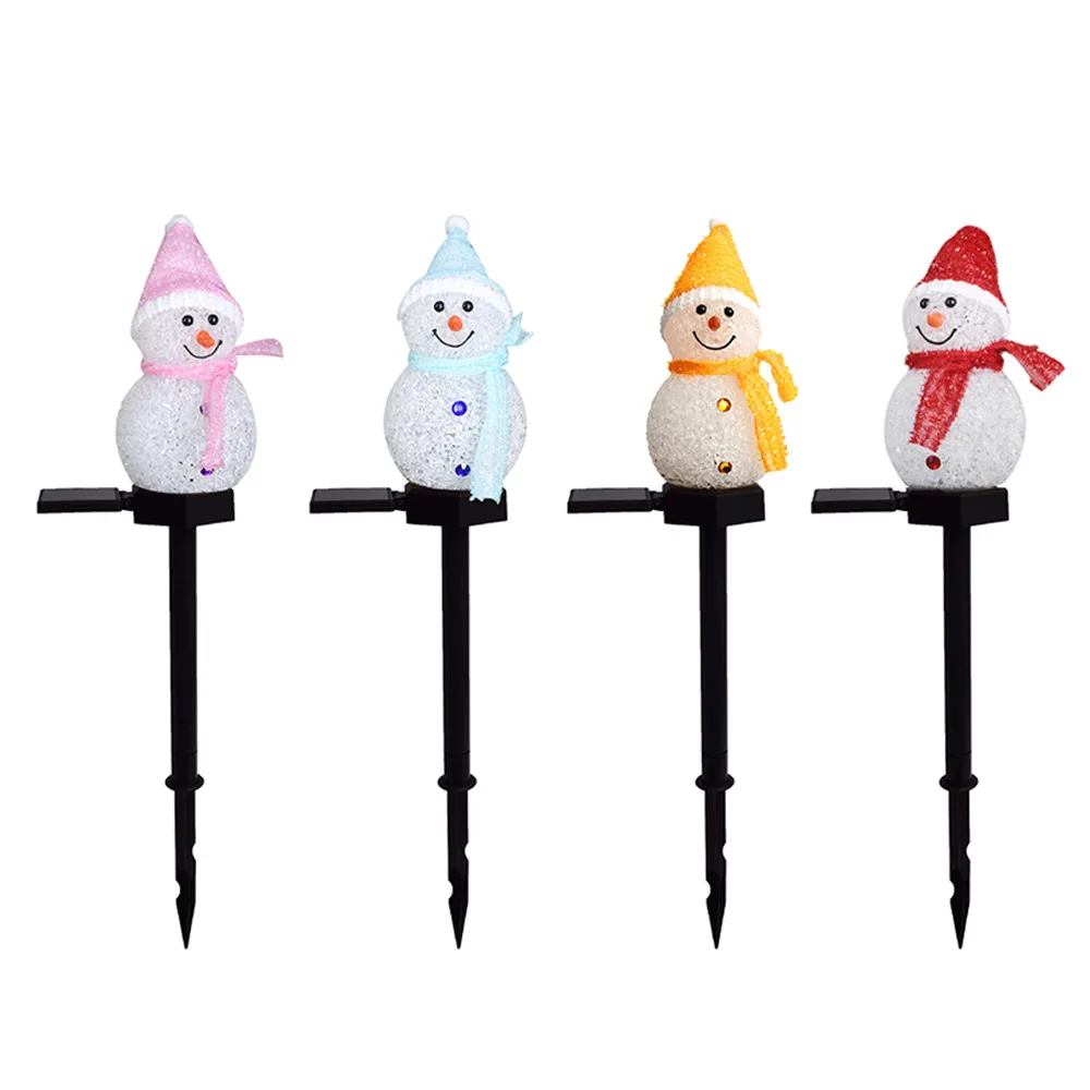 กลางแจ้งไฟ LED พลังงานแสงอาทิตย์ Snowman ภูมิทัศน์โคมไฟตกแต่งโคมไฟสนามหญ้าคริสต์มาสชุดการ์ตูน Snowman GROUND โคมไฟโคมไฟสวน