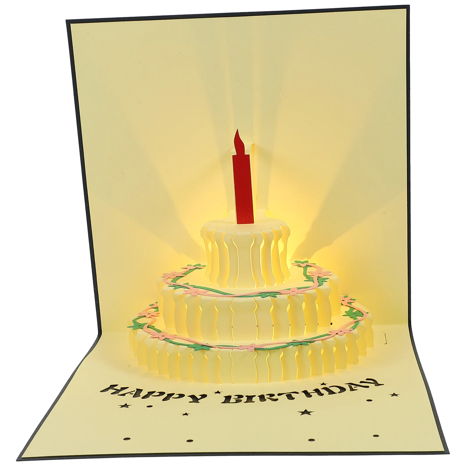 

3D Musical Birthday Light Up Glowing Blessing Sturdy Paperboard Party Favor Gift For Family Friends Dad Envelop Included 3D