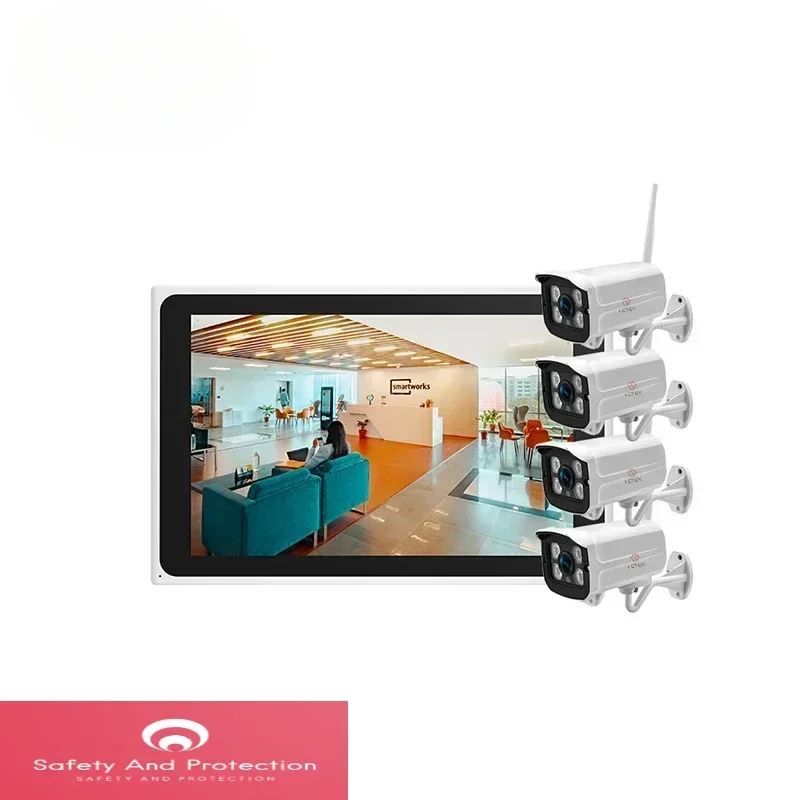 

LCLCTEK TUYA SMART 4CH Wireless 3MP NVR Kit with 10" LCD Screen Security CCTV Camera System