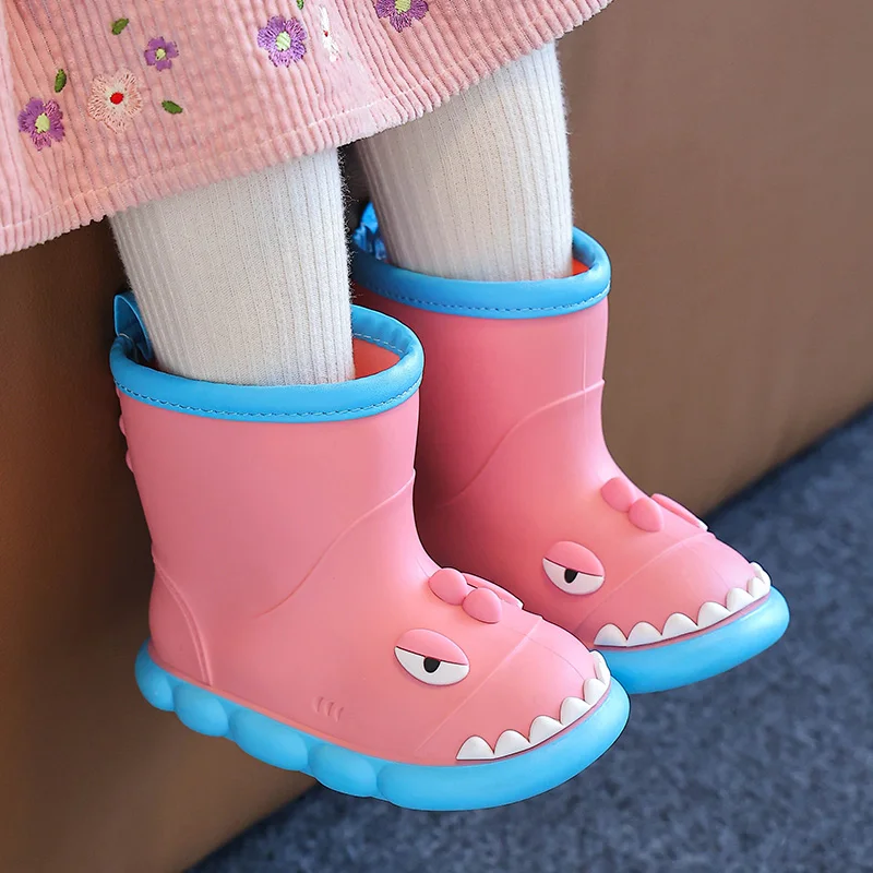Dinosaur Children's Rain Boots Boys And Girls Cute Anti-slip Wear-Resistant Rain Shoes Soft Soled Outdoor Waterproof Shoes image 4