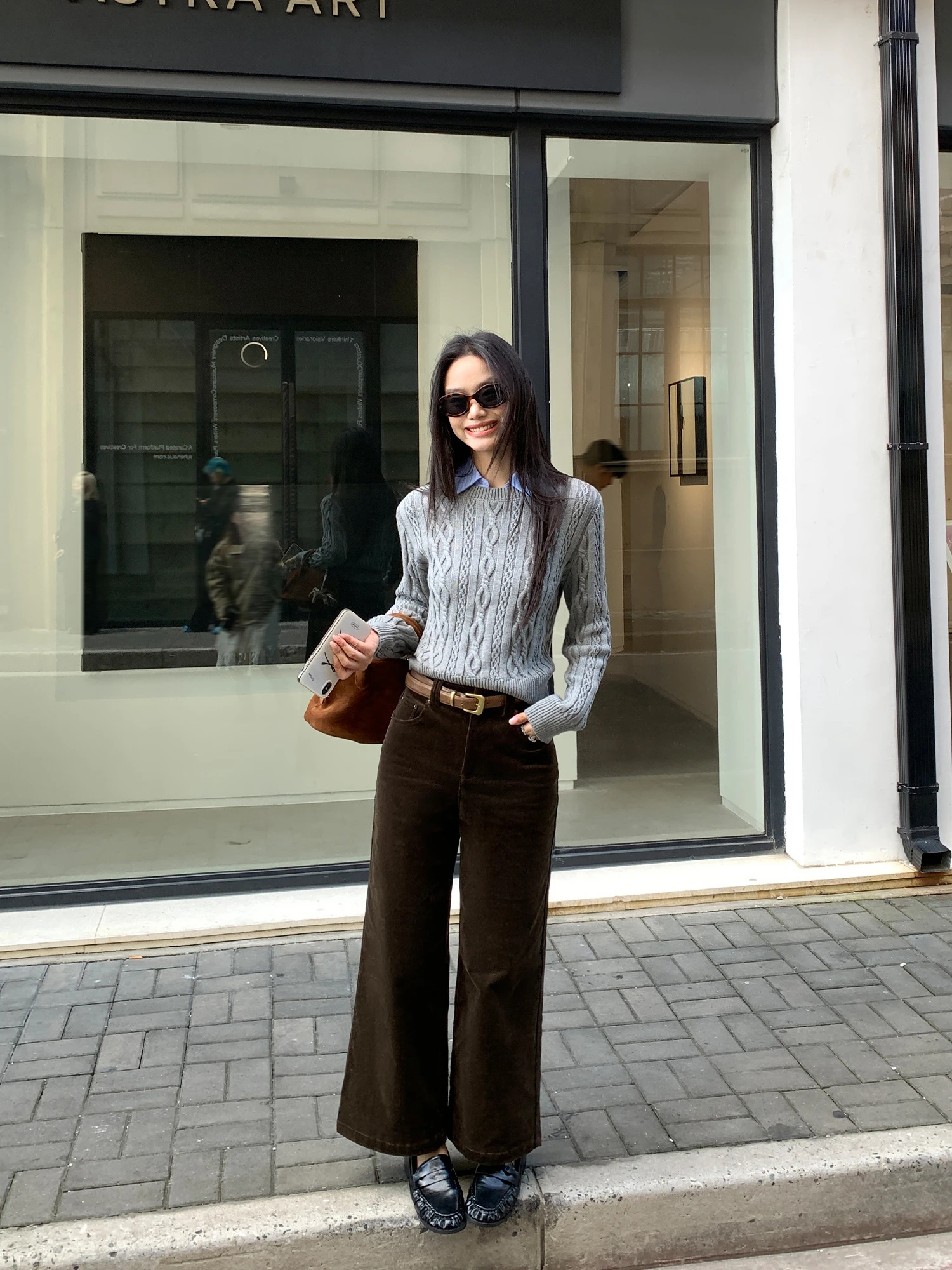 

Pusumede Vintage Corduroy High Waist Wide Leg Pants Women's Loose Slimming Casual Trousers Autumn Winter Cotton Blend