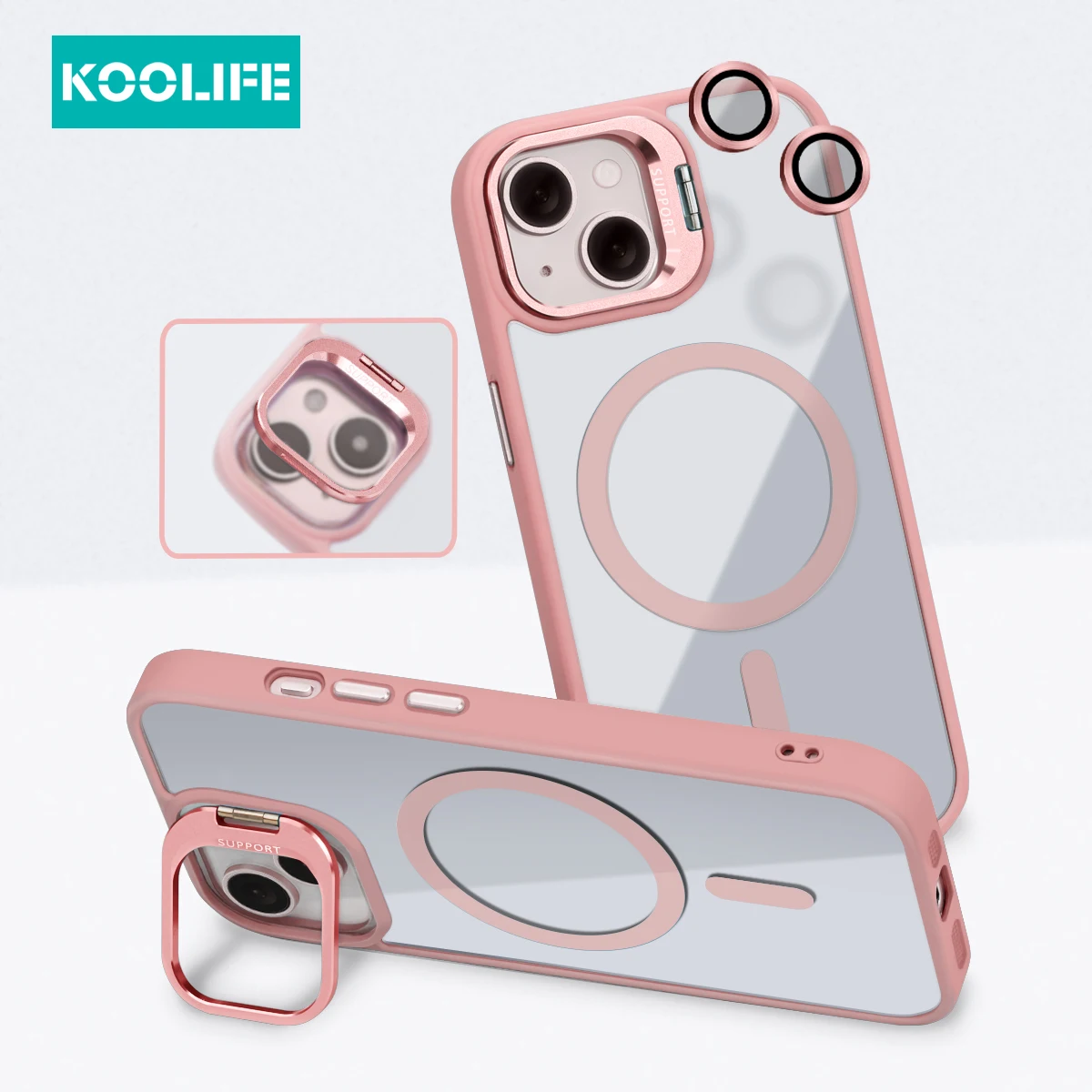 Koolife Lens Frame Holder with Magnetic Mobile Phone Protective Case with Lens Film for iPhone 15 14 13 Pro Max 15 14 Plus 12