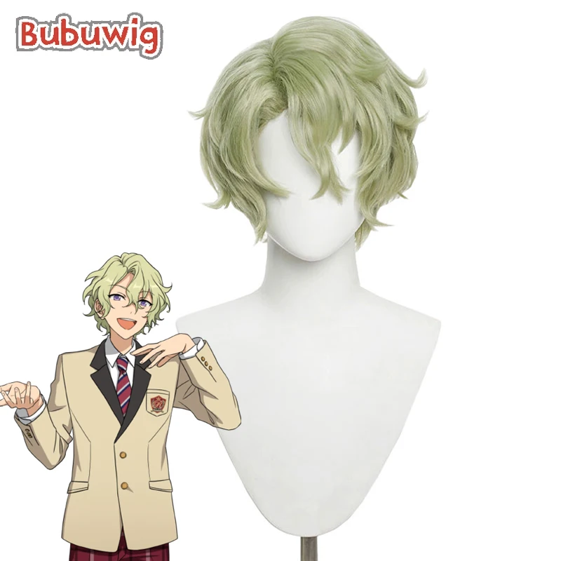 

Bubuwig Synthetic Hair Tomoe Hiyori Cosplay Wigs Ensemble Stars Tomoe Hiyori 30cm Short Light Green Party Cos Wig Heat Resistant