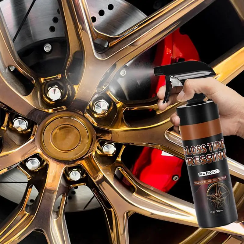 Tyre Gloss Car Tire Cleaner Spray Car Wheel Rust Dust Remover Spray Cleaning Tool Auto Rim Cleaner Long Lasting Protection 500ml