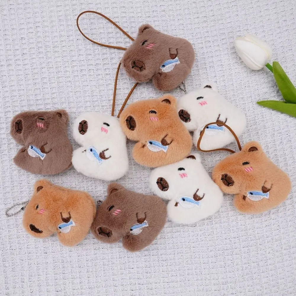 Soft Squeeze Capybara Plush Keychain Plush Stuffed Cartoon Animal Doll Keyring Toys Keyring Squeak Capybara Plush Doll