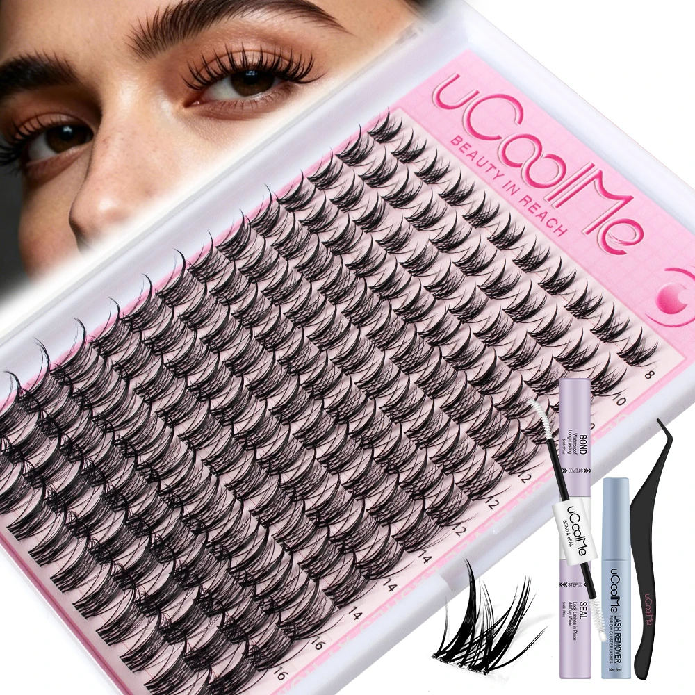 uCoolMe Lashes Afrodite 154 Uds Kit de grupos con removedor de unión y sellado extensión de pestañas de ojos de gato tenues impermeables de larga duración